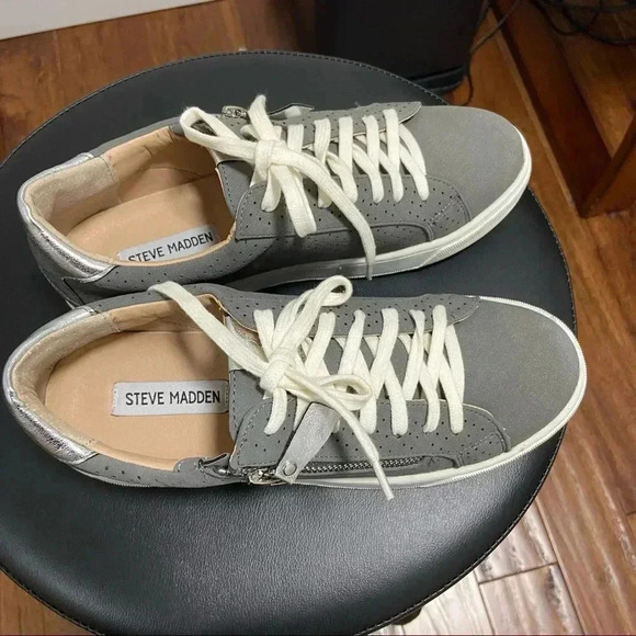 steve madden sabrina grey sneakers size 8 - Picture 3 of 10